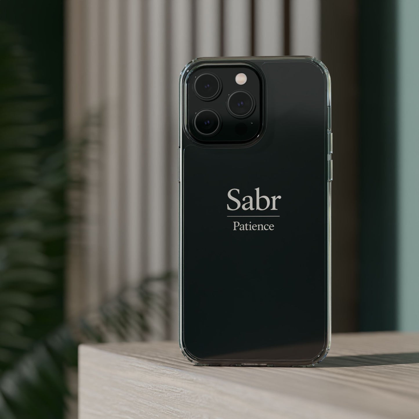 Phone Case - Clear Impact-Resistant with 'Sabr' Design, Motivational Gift